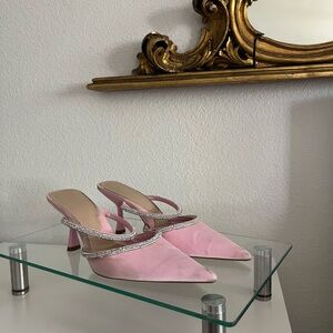 Zara Blush Satin Heels with Sparkling Straps